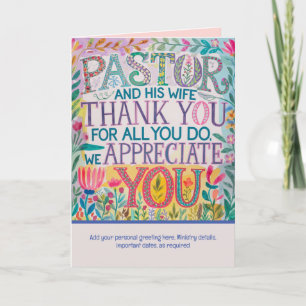 ✝️ Pastor Pastorns Hustru Uppskattningsdag årsdag Tack Kort