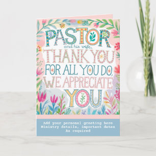 ✝️ Pastor Pastors Hustru Tacksägelsedag årsdag Tack Kort