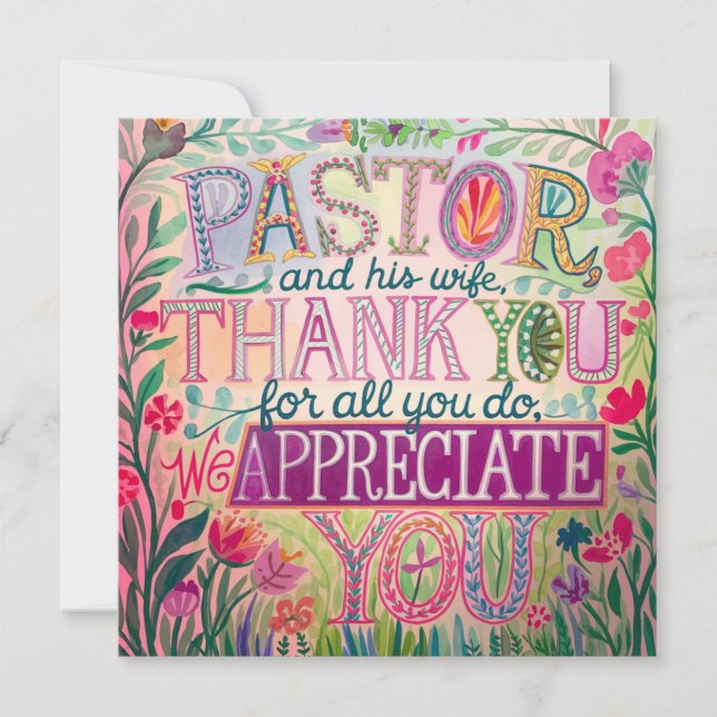 ✝️ Pastor Pastors Hustru Tacksägelsedag årsdag Tack Kort (Framsida)
