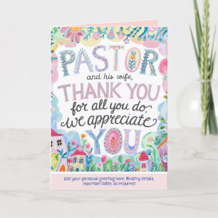 ✝️ Pastor Pastors Hustru Tacksägelsedag Jubileum Tack Kort