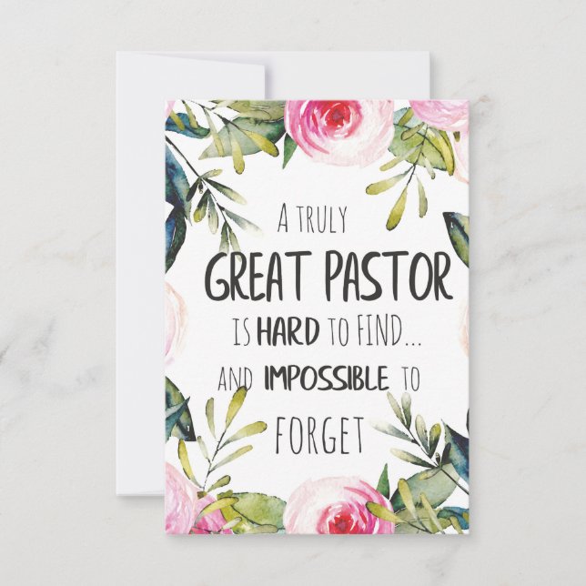 Pastor presentgåva Pastor Tack citat Kort (Framsida)