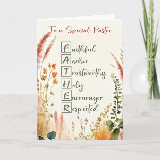 Pastor Religiösa Fars dag Acrostic Ord Kort (Framsida)