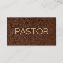 Pastor Rustic Brown Leather Church Visitkort