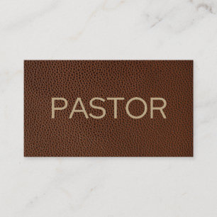 Pastor Rustic Brown Leather Church Visitkort