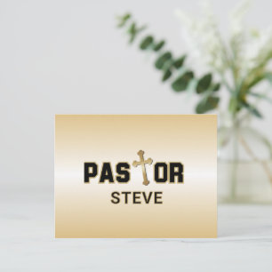 Pastor Svart Guld Kors Personliggjort Vykort