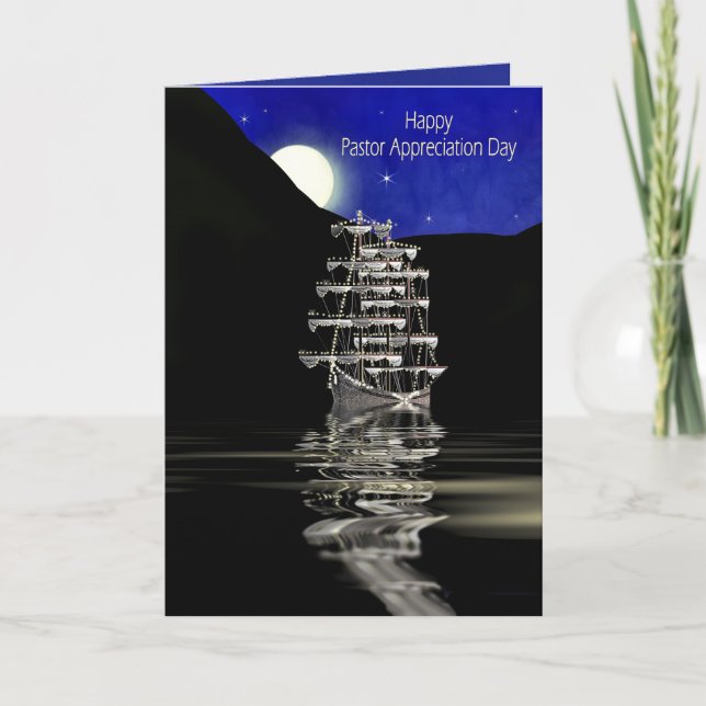 Pastor, utvärderingsdag, Frakt med segel, natt Kort (Framsida)
