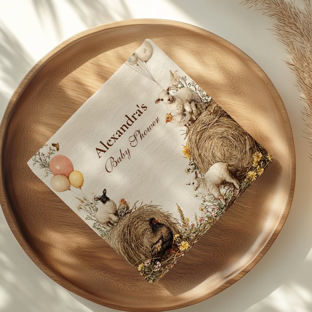 Pastoral Countryside Barn Baby Shower Pappersservett (Skapare uppladdad)