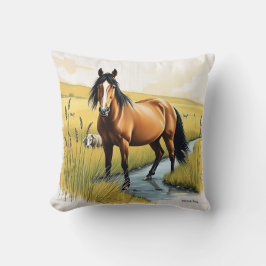 Pastoral Horse i Earthy Tones Kudde