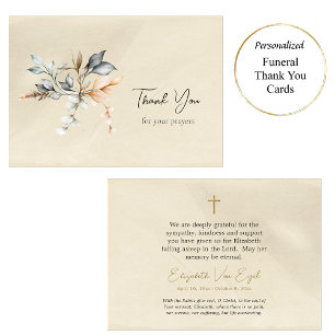 Pastorala blad Beige pergament Ortodox begravning Tack Kort