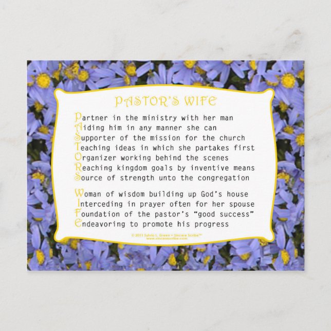 Pastorhustru (akrostisk) vykort (Framsida)