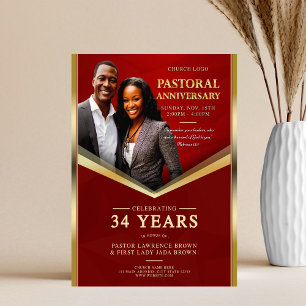 Pastorjubileum Red & Guld Ram Church Reklamblad
