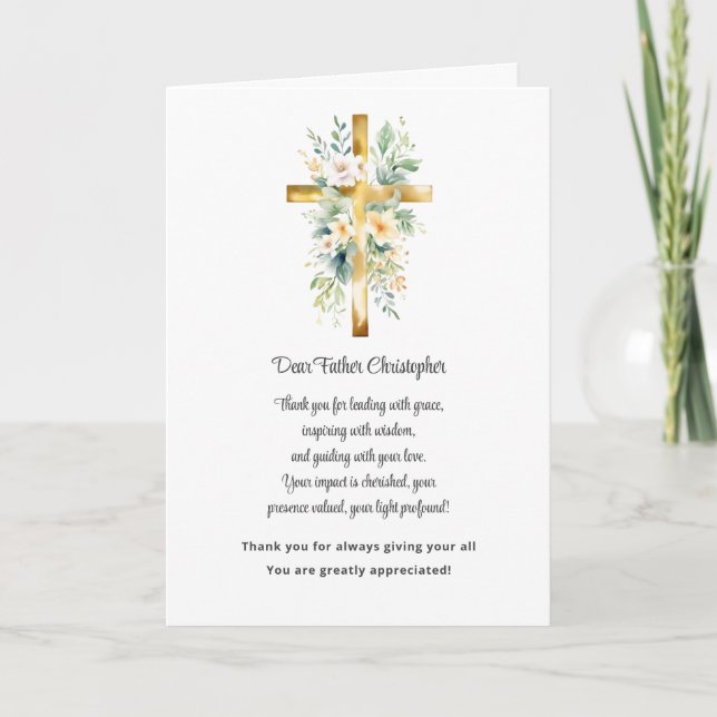 Pastorns uppskattning tackkort - Blommigt (Framsida)