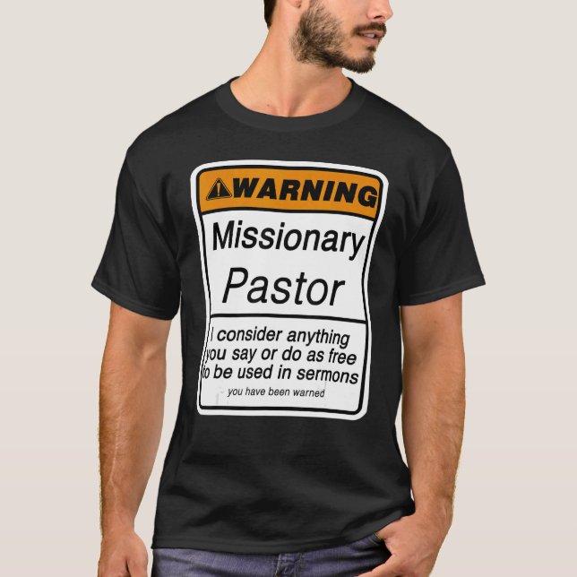 Pastorvarning för missionärsklergins uppskattning t shirt (Framsida)