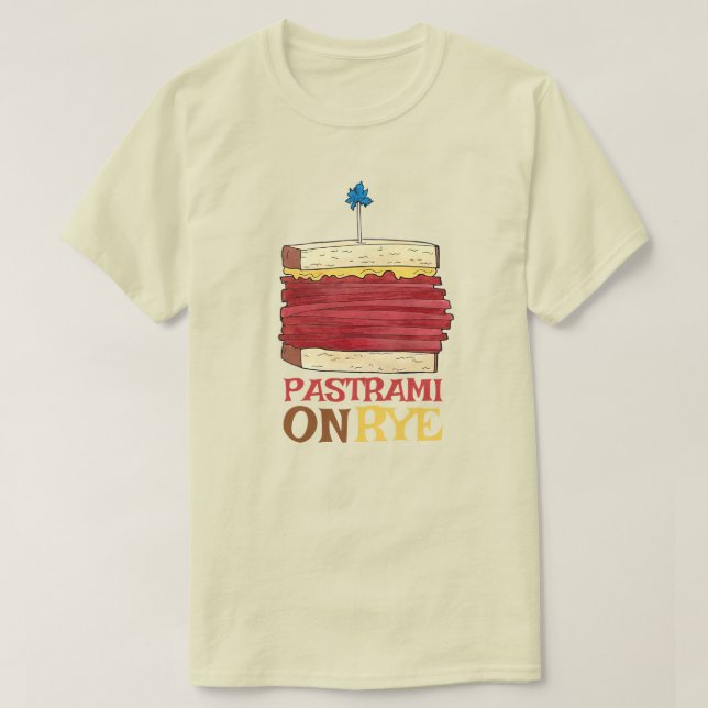Pastrami på Rye NYC Kosher Jewish Deli Sandwich T Shirt (Design framsida)