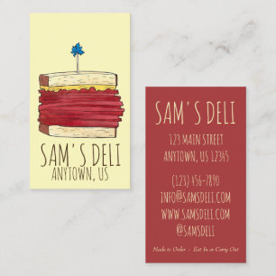 Pastrami Sandwich Jewish Deli Food Restaurant Chef Visitkort