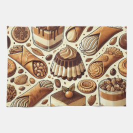 Pastries & Dessert Print Tea Towel Kökshandduk