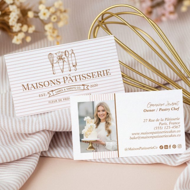 Pastry Chef Baking & Cooking Utensils Bakery Baker Visitkort (Pastry Chef Baking & Cooking Utensils Bakery Baker Business Card)