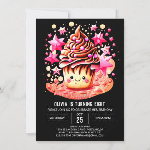 Pastry Watercolor Delight Muffin Girl Birthday Inbjudningar