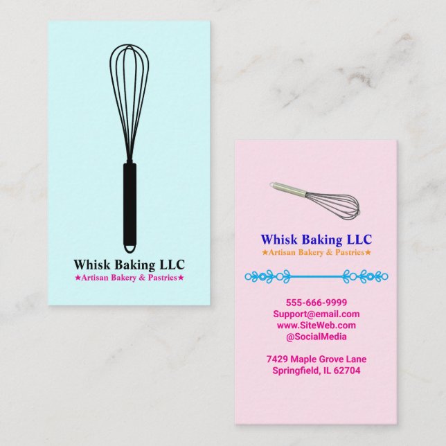 Pastry Whisk Chef & Baker | Elegant Cake Bakery  Visitkort (Fram/baksida)