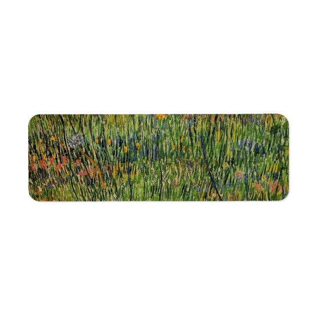 Pasture in Bloom av Vincent van Gogh Returadress Etikett (Framsidan)