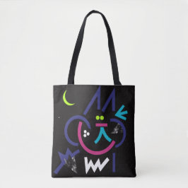 Pat Cat Modern Abstrakt Tote Bag Tygkasse