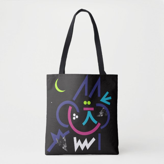 Pat Cat Modern Abstrakt Tote Bag Tygkasse (Framsida)