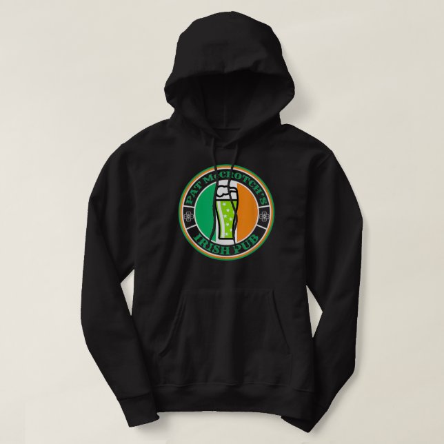 Pat McCrotchs Irish Pub Grönt Beer St Patricks  Hoodie (Design framsida)