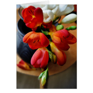 Pat med freesias hälsningskort