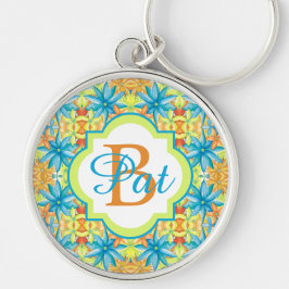 Pat Mosaic Keychain Rund Silverfärgad Nyckelring