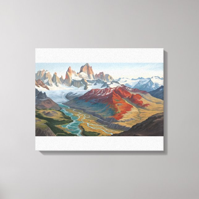 Patagonia Berglandskap – Levande Akrylkonst Canvastryck (Framsida)