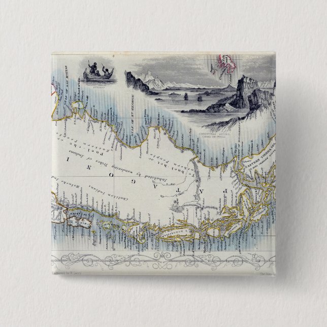 Patagonia från en serie av världen kartlägger knapp (Framsida)