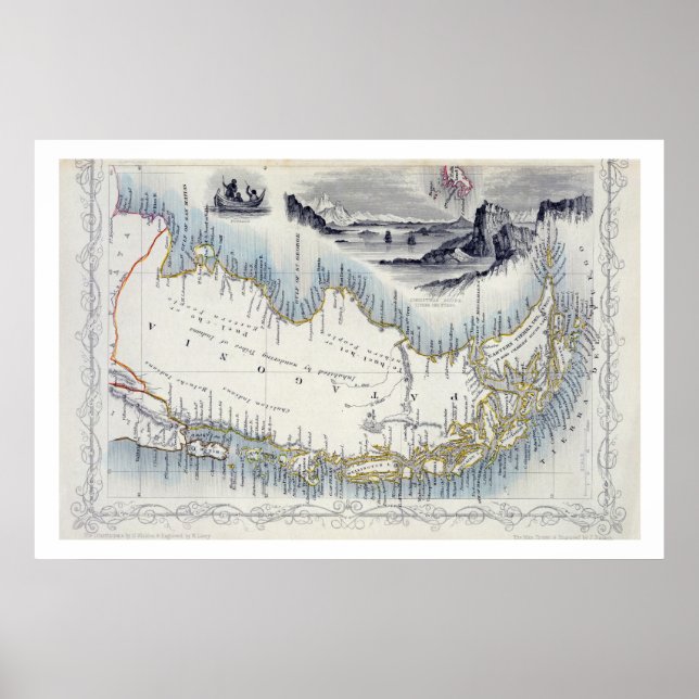 Patagonia, från en serie världskartor som publicer poster (Framsidan)