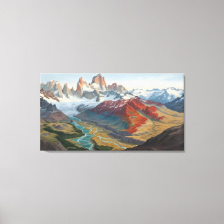 Patagonia Mountain Landscape – Vibrant Acrylic Art Canvastryck
