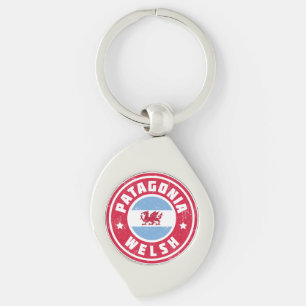 Patagonia Welsh Flagga Swirl Silverfärgad Nyckelring