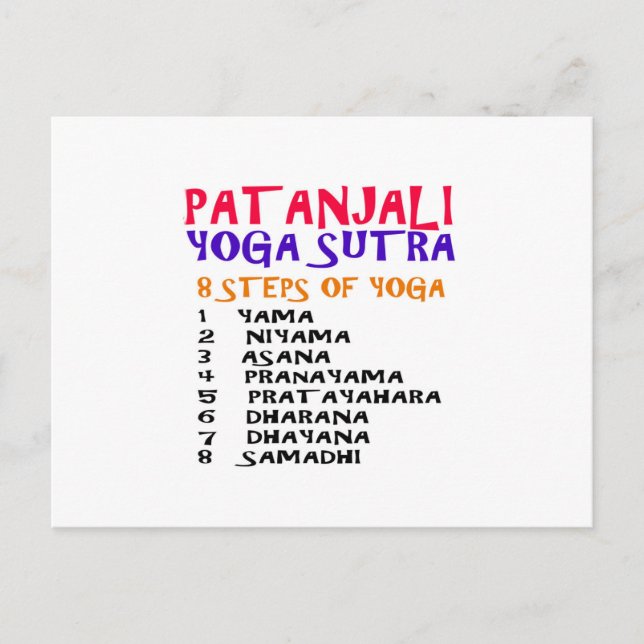 PATANJALI Yoga Sutra-kompileringslista Vykort (Framsida)