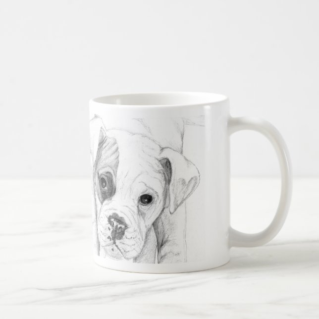 Patch A Boxer Puppy Teckning Art Kaffemugg (Höger)