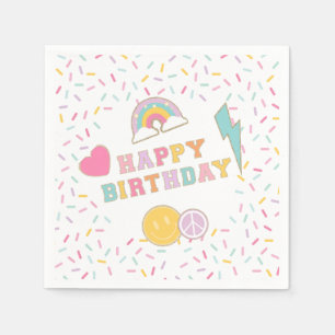 Patch Preppy Brev Birthday Papper Tallrikar Pappersservett