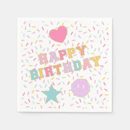 Patch Preppy Brev Birthday Papper Tallrikar Pappersservett