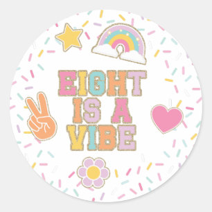 Patch Preppy Eight är en stämning 8-årsdag Runt Klistermärke