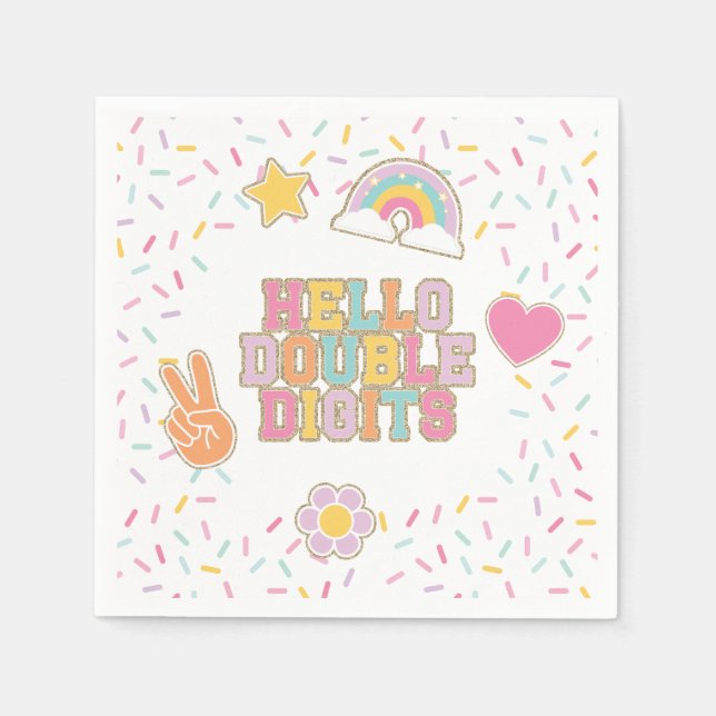 Patch Preppy Hej Dubbla Digits 10:e födelsedagen Pappersservett (Framsidan)