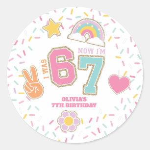 Patch Preppy jag var SEX nu är jag SJU 7-årsdag Runt Klistermärke