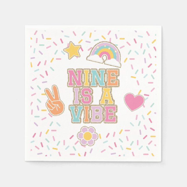 Patch Preppy Nine är en stämning 9-årsdag Pappersservett (Framsidan)