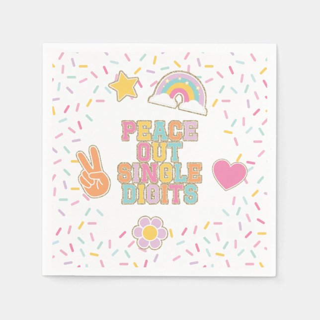 Patch Preppy Peace Out Single Digits 10:e födelsed Pappersservett (Framsidan)