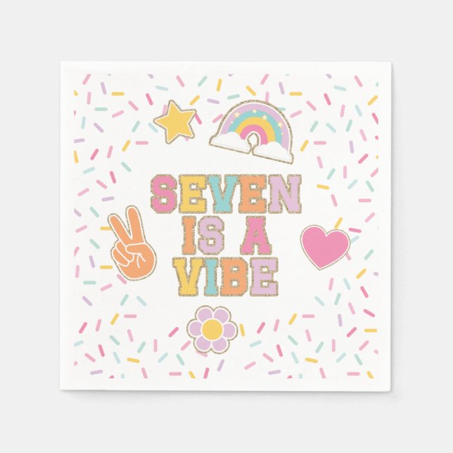 Patch Preppy Seven är en stämning födelsedag Pappersservett (Framsidan)