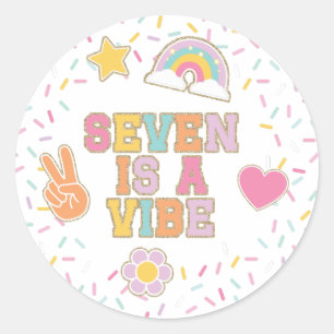 Patch Preppy Seven är en stämning födelsedag Runt Klistermärke