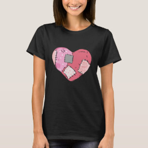 Patched Heart Goth T Shirt