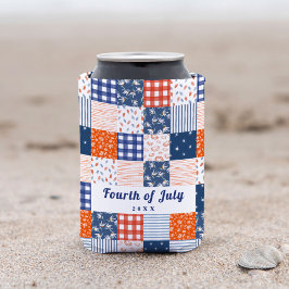 Patchwork 4:e juli Rött vitt blått Can Cooler