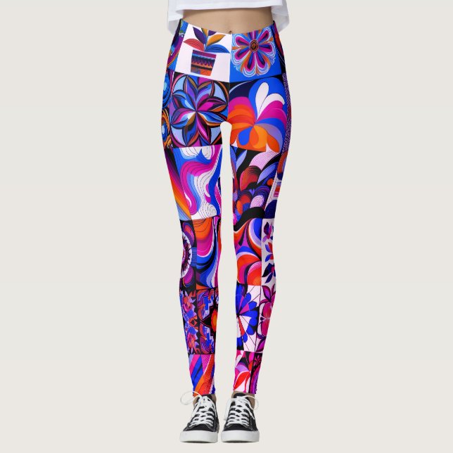 Patchwork Abstrakt Konstpar Modern Personlig Desig Leggings (Framsida)