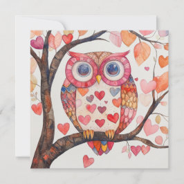 Patchwork Akvarell Uggle Valentine-kort Julkort