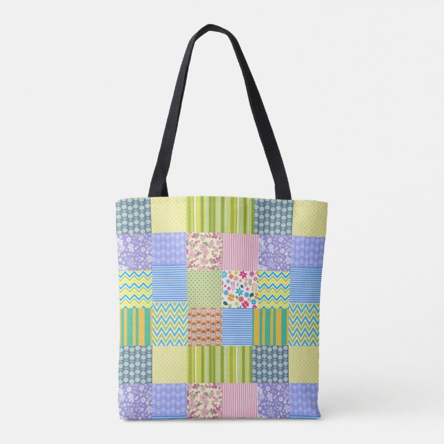 Patchwork All-over-Print Tote Bag Tygkasse (Baksida)